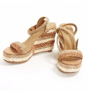 Chloe straw wedge sandals size 6
